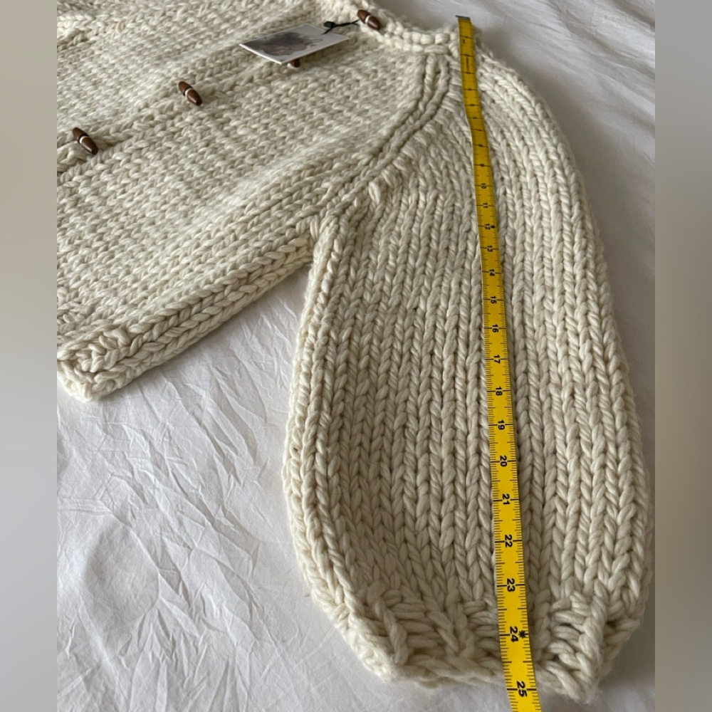 Chunky Knit Cream Cardigan Sweater - Picture 11 of 14